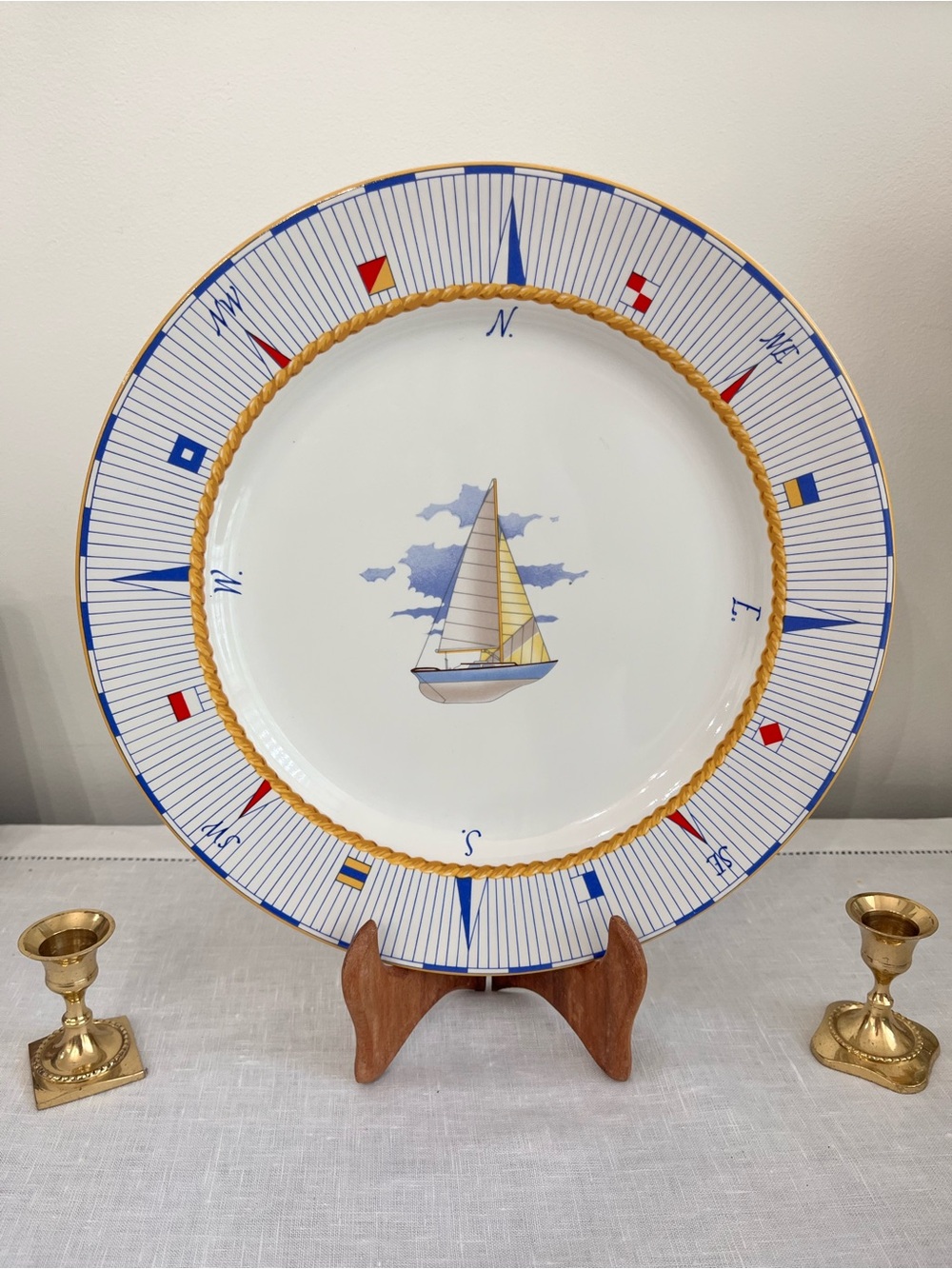 Regatta FITZ AND FLOYD Habitat Americana 12” Plate Platter Nautical Sailboat VTG